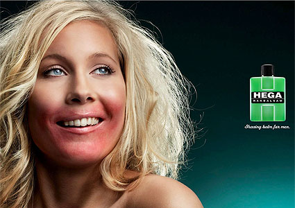 «Береги свою подругу», рекомендуется в этой рекламе бальзама для бритья. Небритые мужчины ведут к раздражениям на нежной женской коже