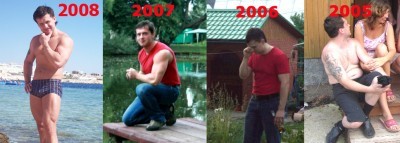 В 2005 я вешу 85кг, в 2006 72кг.