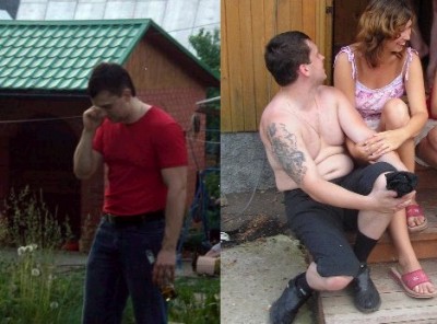 справа я в 2005, вешу 85 кг, через год, слева, вешу 72 кг.